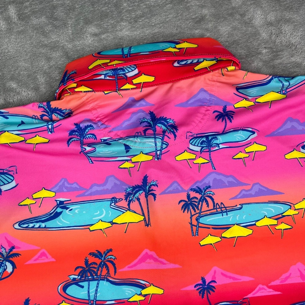 Chubbies‎ Polo Shirt Mens Small Pink Performance Stretch The Offsite '24 NEW NWT - Picture 6 of 10